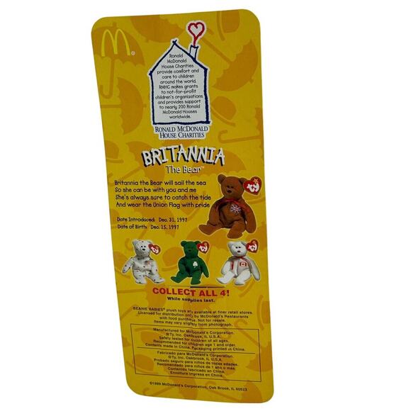 Ty Beanie Babies Britannia The Bear McDonald’s Teenie Beanie Baby 1999 – NEW OG - Picture 4 of 4
